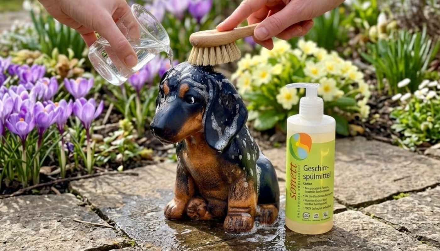 zahradní keramika po zimě